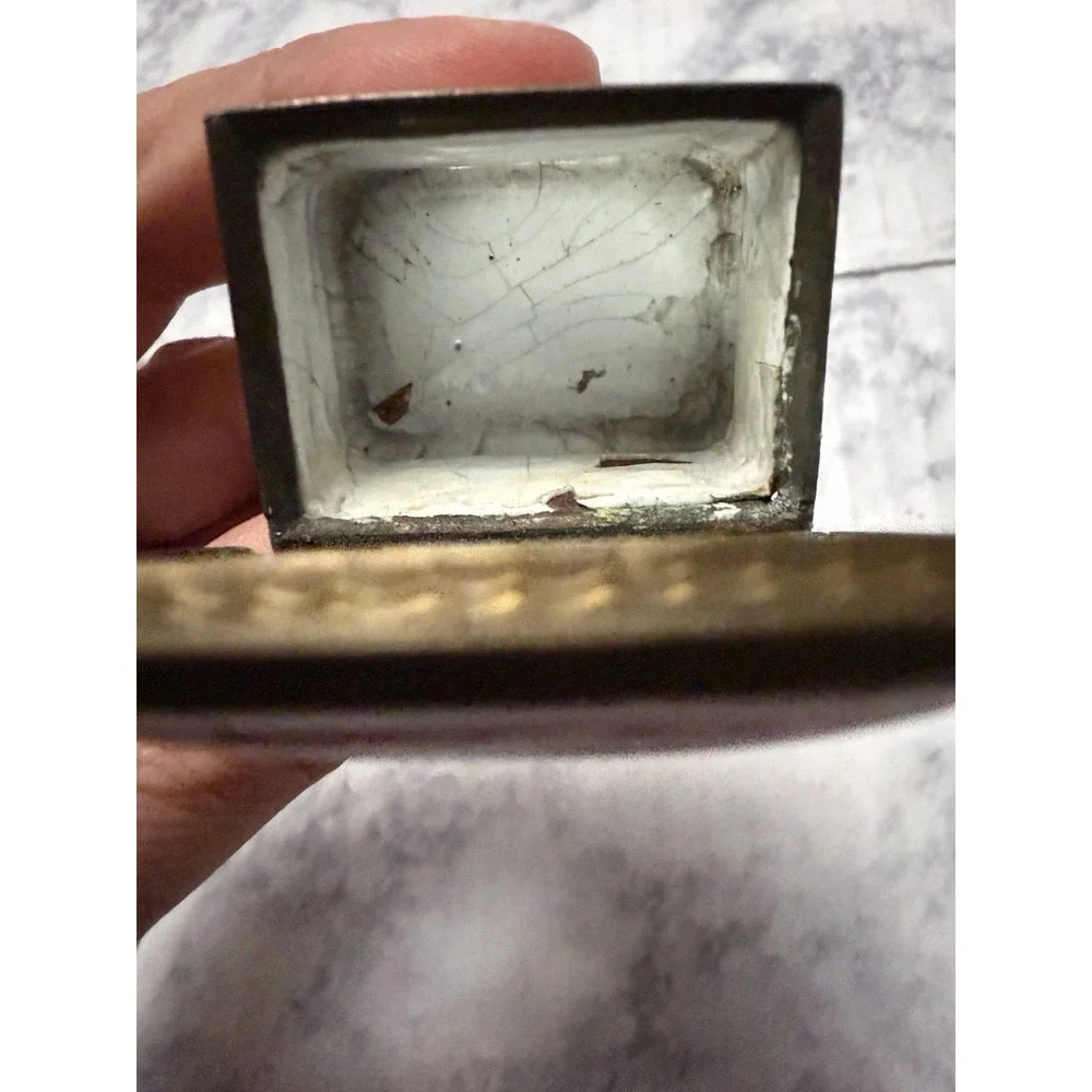 Antique 18th Century Georgian Enamel Patch Box w/ Mirror Remembrance Of A Friend